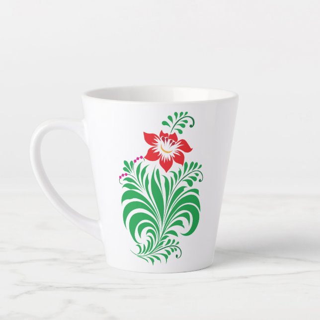 Ornamental Floral Flower Design – Elegant Milchtasse (Links)