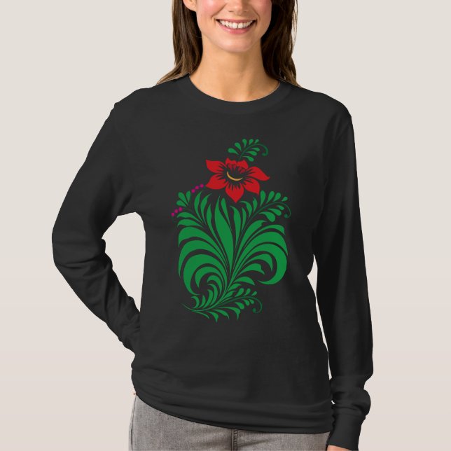 Ornamental Floral Flower Design – Elegant T-Shirt (Vorderseite)
