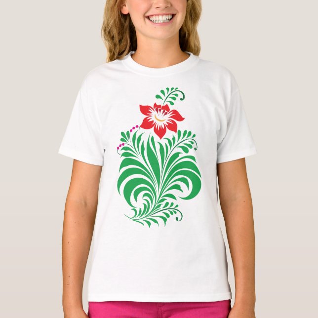 Ornamental Floral Flower Design – Elegant T-Shirt (Vorderseite)
