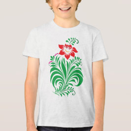 Ornamental Floral Flower Design – Elegant Tri-Blend Shirt