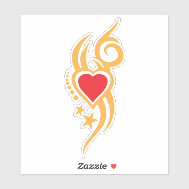 Ornamental Floral Heart Tattoo Aufkleber (Blatt)