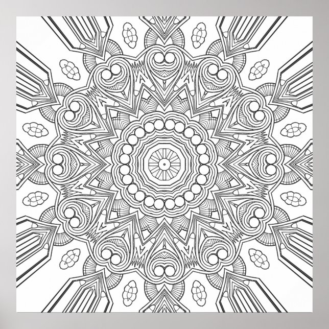 Ornamental Geometric Mandala with Faceted Layers Poster (Vorne)