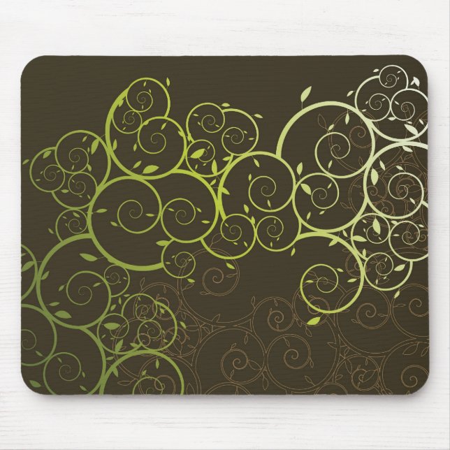 Ornamental-gewundenes grünes Rebe-Muster Mousepad (Vorne)