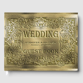 Ornamental Gold Embossed Wedding Look Gästebuch