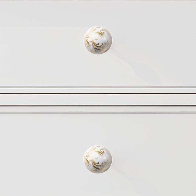 Ornamental Gold White Filigree Swirl Orb Keramikknauf (Von Creator hochgeladen)