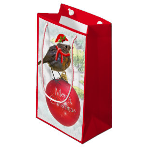 Ornamental Robin Gift Bag Kleine Geschenktüte
