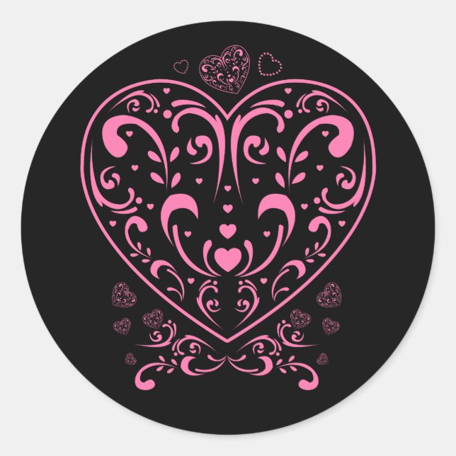 Ornamental Valentine's Day  Runder Aufkleber (Vorderseite)