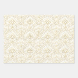 Ornamentale Art Deco – Elfenbein | Jubiläums Luxe Geschenkpapier Set