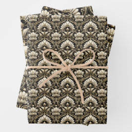 Ornamentale Art Deco – Noir | Dekorativer Luxus Geschenkpapier Set