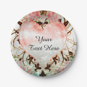Ornamentale Elegante Florale Vintage Herz Party Pappteller