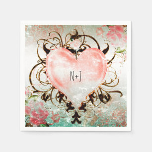Ornamentale elegante florale Vintage-Herz-Party Serviette