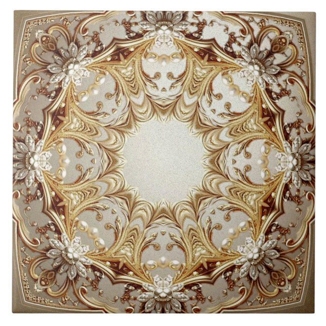 Ornamentale goldene Keramikfliese (Vorderseite)