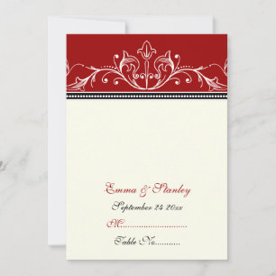 Ornamentale rote weiße Hochzeitsplatzkarte Einladung