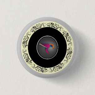 Ornamentaler Kolibriring-Kunstentwurf Button