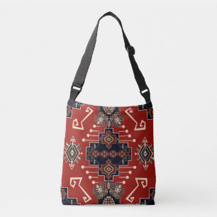 Ornamentaler Teppichentwurf: Vintage-Geometrie. Tragetaschen Mit Langen Trägern