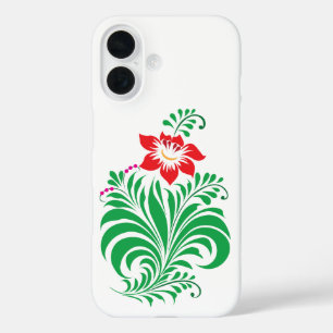 Ornamentales Blumen-Blumendesign – Elegant iPhone 16 Hülle