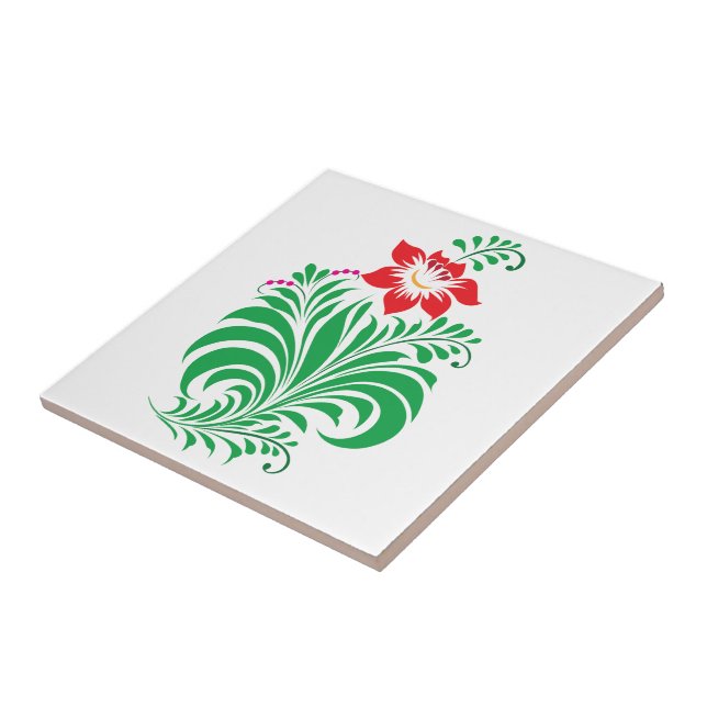 Ornamentales Blumen-Blumendesign – Elegant Fliese (Seite)