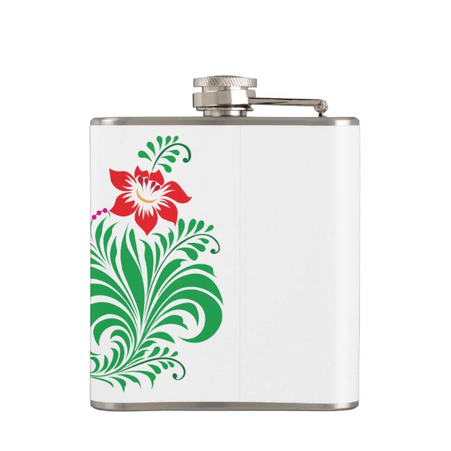Ornamentales Blumenblumendesign – Elegant Flachmann (Rückseite)