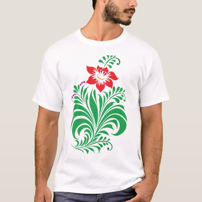 Ornamentales Blumendesign – Elegant T-Shirt (Vorderseite)