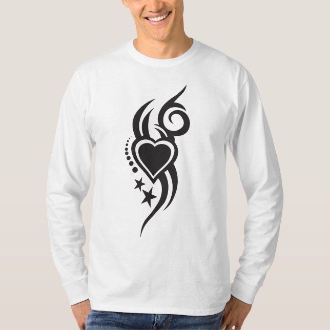 Ornamentales Blumenherz-Tattoo T-Shirt (Vorderseite)