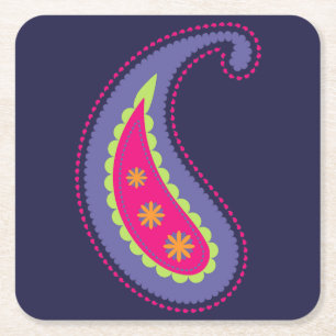 Ornamentales Boho-Blumenmotiv Rechteckiger Pappuntersetzer