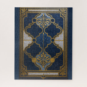 Ornamentales byzantinisches Mosaikmuster Blau Gold Puzzle