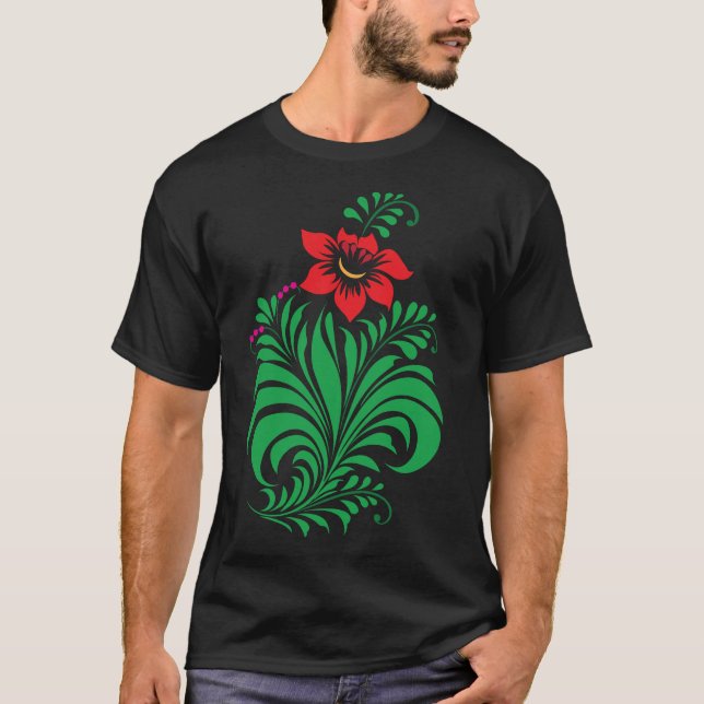 Ornamentales florales Blumendesign – Elegant T-Shirt (Vorderseite)
