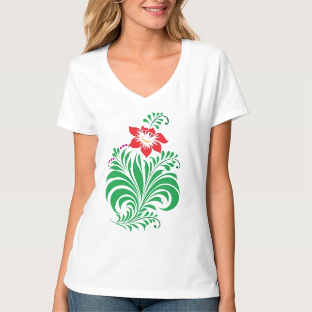 Ornamentales florales Blumendesign – Elegant T-Shirt (Vorderseite)