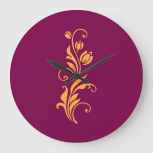 Ornamentales florales Blumendesign Große Wanduhr