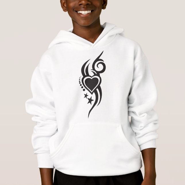 Ornamentales florales Herz-Tattoo Hoodie (Vorderseite)
