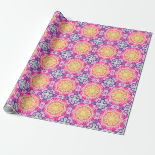 Ornamentales florales Mandala: farbenfrohe Vintage Geschenkpapier