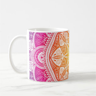 Ornamentales florales Mandala: farbenfrohe Vintage Kaffeetasse