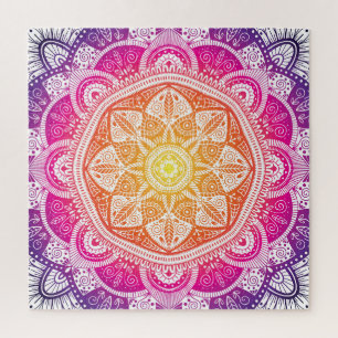 Ornamentales florales Mandala: farbenfrohe Vintage Puzzle