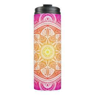 Ornamentales florales Mandala: farbenfrohe Vintage Thermosbecher