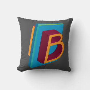 Ornamentales Letter B Monogramm auf Grau Kissen