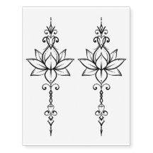 Ornamentales Lotos-Sternum-Temporärtattoo