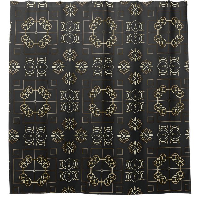 Ornamentales Medaillon Geometrisch Duschvorhang (Vorderseite)