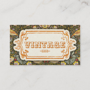 Ornamentales Vintage-Design mit Vögeln und Erdbeer Visitenkarte
