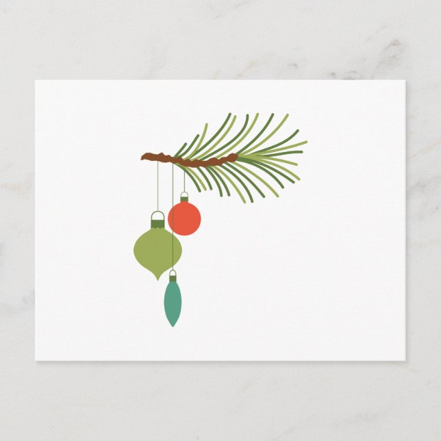 Ornamente auf Zweig Postkarte (Vorderseite)