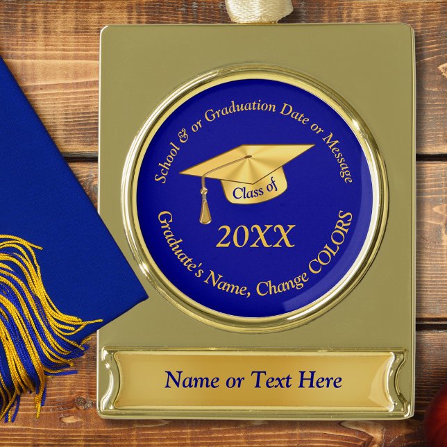 Ornamente aus Personalisiertem Abschluss in Blau u (Graduation Ornaments. Graduation Christmas Ornaments. Blue and Gold, Graduation Christmas Ornaments.)