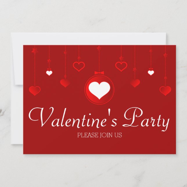 Ornamente des Roten Herzens Valentine Party Einlad Einladung (Vorderseite)