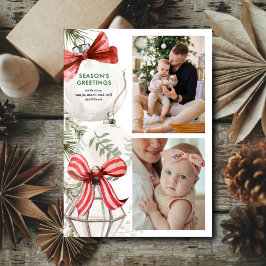 Ornamente mit Bows Foto Holiday Card Feiertagskarte