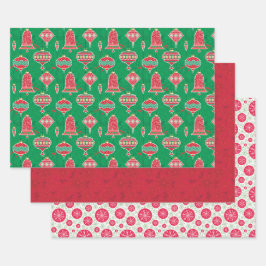Ornamente Poinsettias Snowflake Dots Weihnachten Geschenkpapier Set