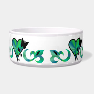 Ornamente Regenbogenherz mit Schmetterling und Lil Napf