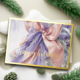 Ornamente Satin Ribbon Evergreen Lavendel Peach Feiertagskarte