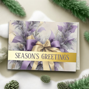 Ornamente Satin Ribbon Evergreen Lavender Feiertagskarte