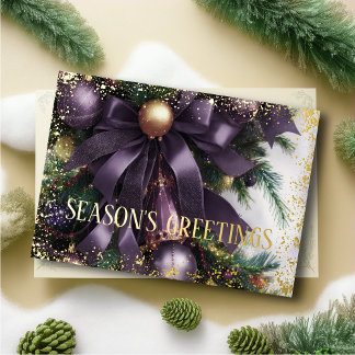 Ornamente Satin Ribbon Evergreen Lila Feiertagskarte