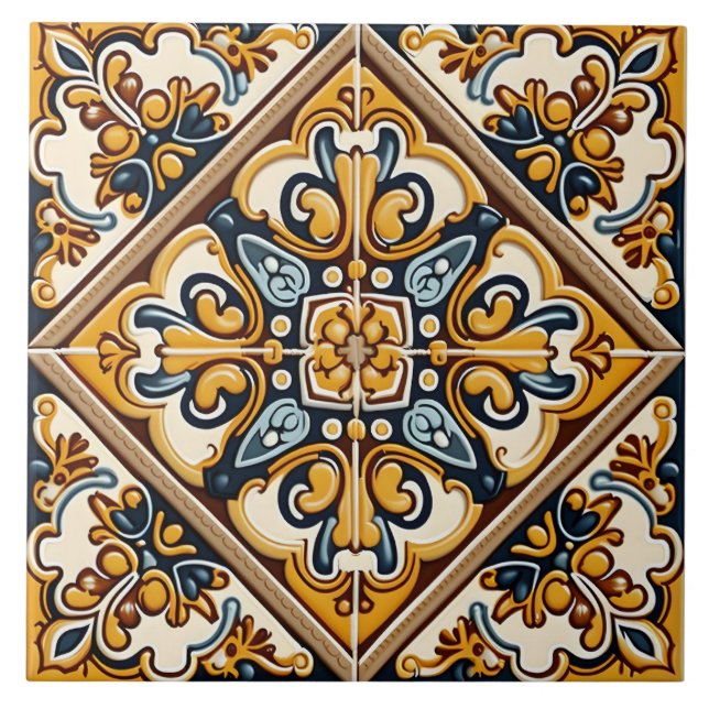 Ornamente Spanisch Traditionell Fliese (Vorderseite)