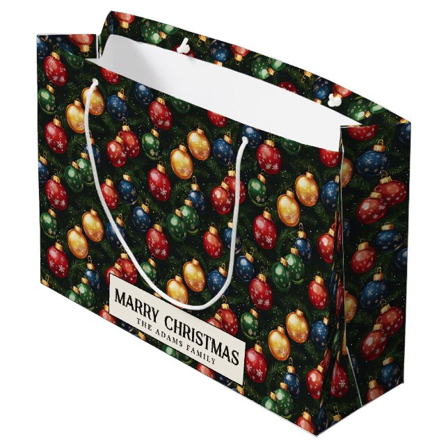 Ornamente und Kiefernbrunnen Brauch süß Weihnachte Große Geschenktüte (Rückseite Schrägansicht)