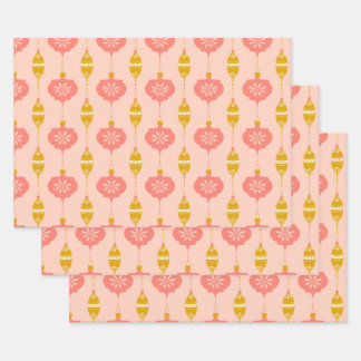 Ornamente und Perlen Rosa Geschenkpackung 3 Packun Geschenkpapier Set